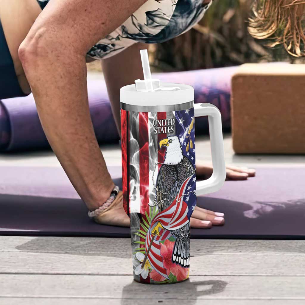 United States Puerto Rico Tumbler With Handle USA Eagle Coqui Drum Tropical Flowers - Wonder Print Shop