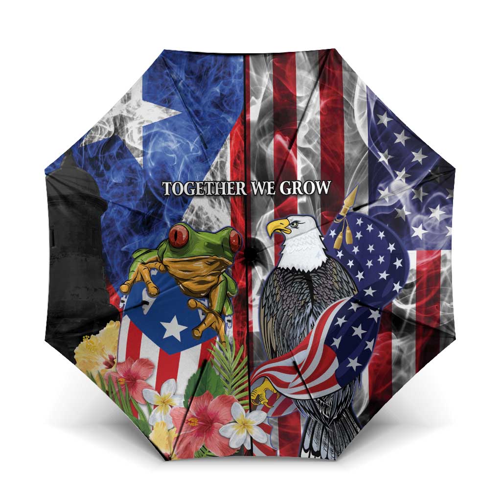 United States Puerto Rico Umbrella USA Eagle Coqui Drum Tropical Flowers - Wonder Print Shop