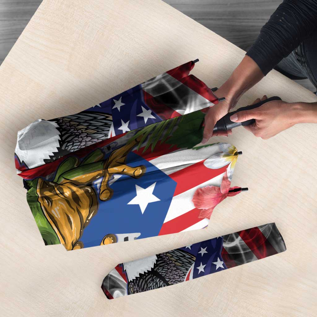 United States Puerto Rico Umbrella USA Eagle Coqui Drum Tropical Flowers - Wonder Print Shop