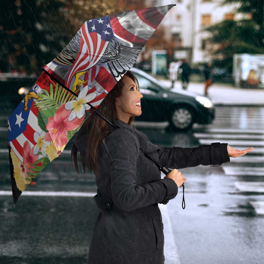 United States Puerto Rico Umbrella USA Eagle Coqui Drum Tropical Flowers - Wonder Print Shop