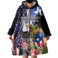 United States Puerto Rico Wearable Blanket Hoodie USA Eagle Coqui Drum Tropical Flowers - Wonder Print Shop