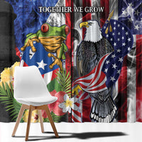 United States Puerto Rico Window Curtain USA Eagle Coqui Drum Tropical Flowers - Wonder Print Shop