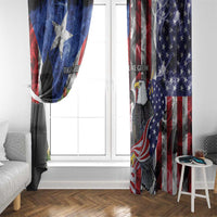 United States Puerto Rico Window Curtain USA Eagle Coqui Drum Tropical Flowers - Wonder Print Shop