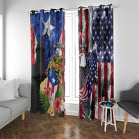 United States Puerto Rico Window Curtain USA Eagle Coqui Drum Tropical Flowers - Wonder Print Shop