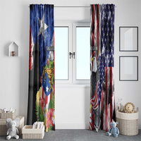United States Puerto Rico Window Curtain USA Eagle Coqui Drum Tropical Flowers - Wonder Print Shop