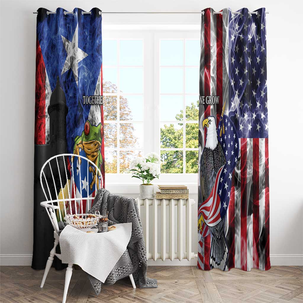 United States Puerto Rico Window Curtain USA Eagle Coqui Drum Tropical Flowers - Wonder Print Shop
