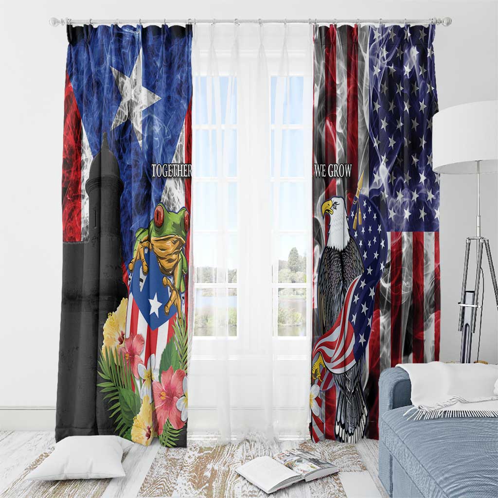 United States Puerto Rico Window Curtain USA Eagle Coqui Drum Tropical Flowers - Wonder Print Shop