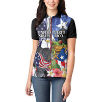 United States Puerto Rico Women Polo Shirt USA Eagle Coqui Drum Tropical Flowers - Wonder Print Shop