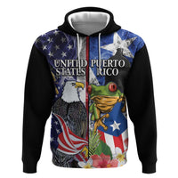 United States Puerto Rico Zip Hoodie USA Eagle Coqui Drum Tropical Flowers - Wonder Print Shop