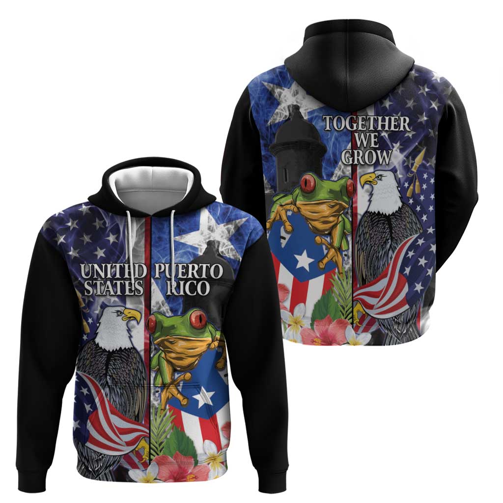 United States Puerto Rico Zip Hoodie USA Eagle Coqui Drum Tropical Flowers - Wonder Print Shop
