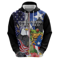 United States Puerto Rico Zip Hoodie USA Eagle Coqui Drum Tropical Flowers - Wonder Print Shop