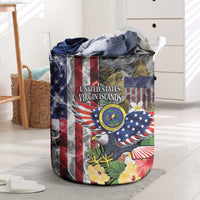 US Virgin Islands USA Half Flag Laundry Basket Together We Grow Smoke Effect - Wonder Print Shop