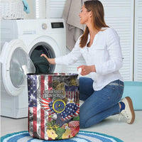US Virgin Islands USA Half Flag Laundry Basket Together We Grow Smoke Effect - Wonder Print Shop