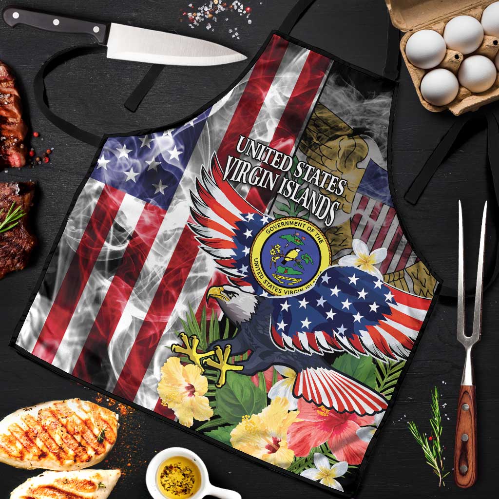 US Virgin Islands USA Half Flag Apron Together We Grow Smoke Effect - Wonder Print Shop