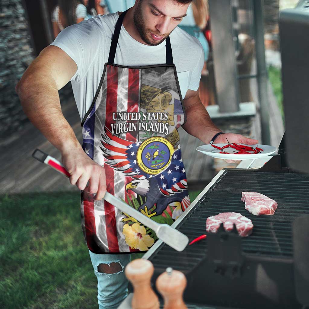 US Virgin Islands USA Half Flag Apron Together We Grow Smoke Effect - Wonder Print Shop
