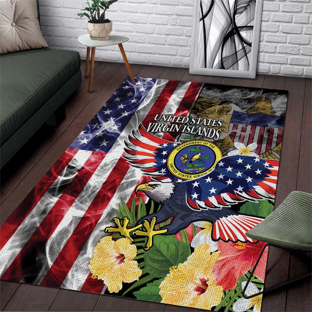 US Virgin Islands USA Half Flag Area Rug Together We Grow Smoke Effect - Wonder Print Shop