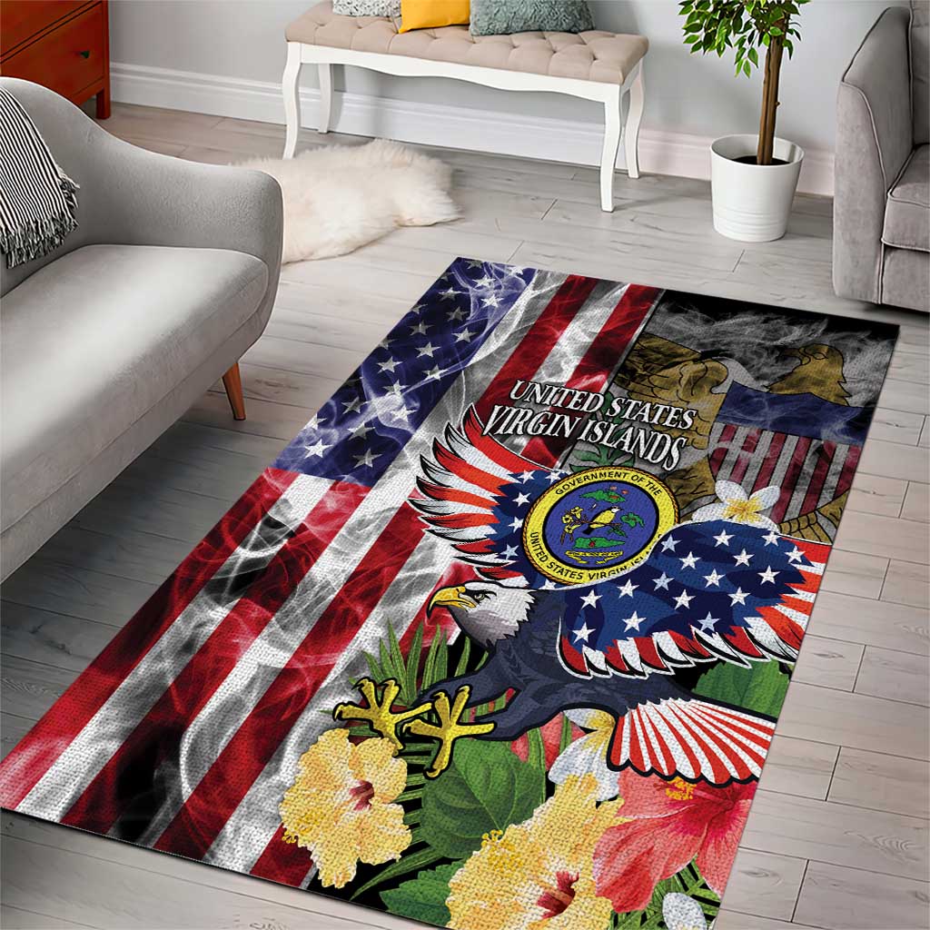US Virgin Islands USA Half Flag Area Rug Together We Grow Smoke Effect - Wonder Print Shop