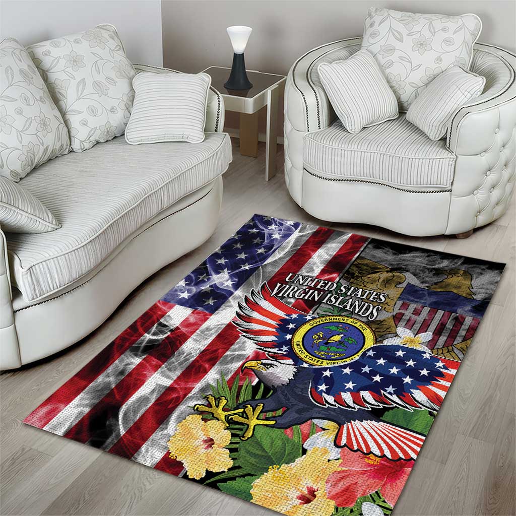 US Virgin Islands USA Half Flag Area Rug Together We Grow Smoke Effect - Wonder Print Shop