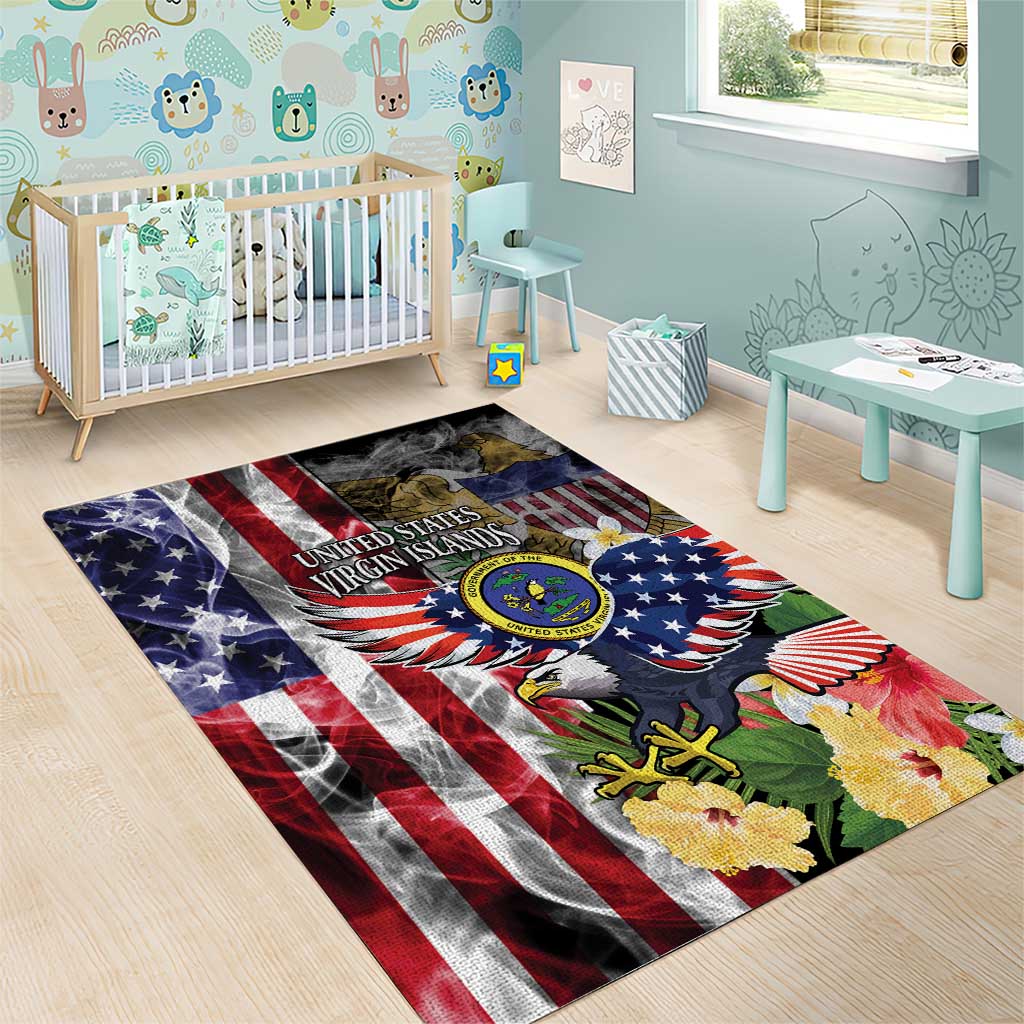 US Virgin Islands USA Half Flag Area Rug Together We Grow Smoke Effect - Wonder Print Shop