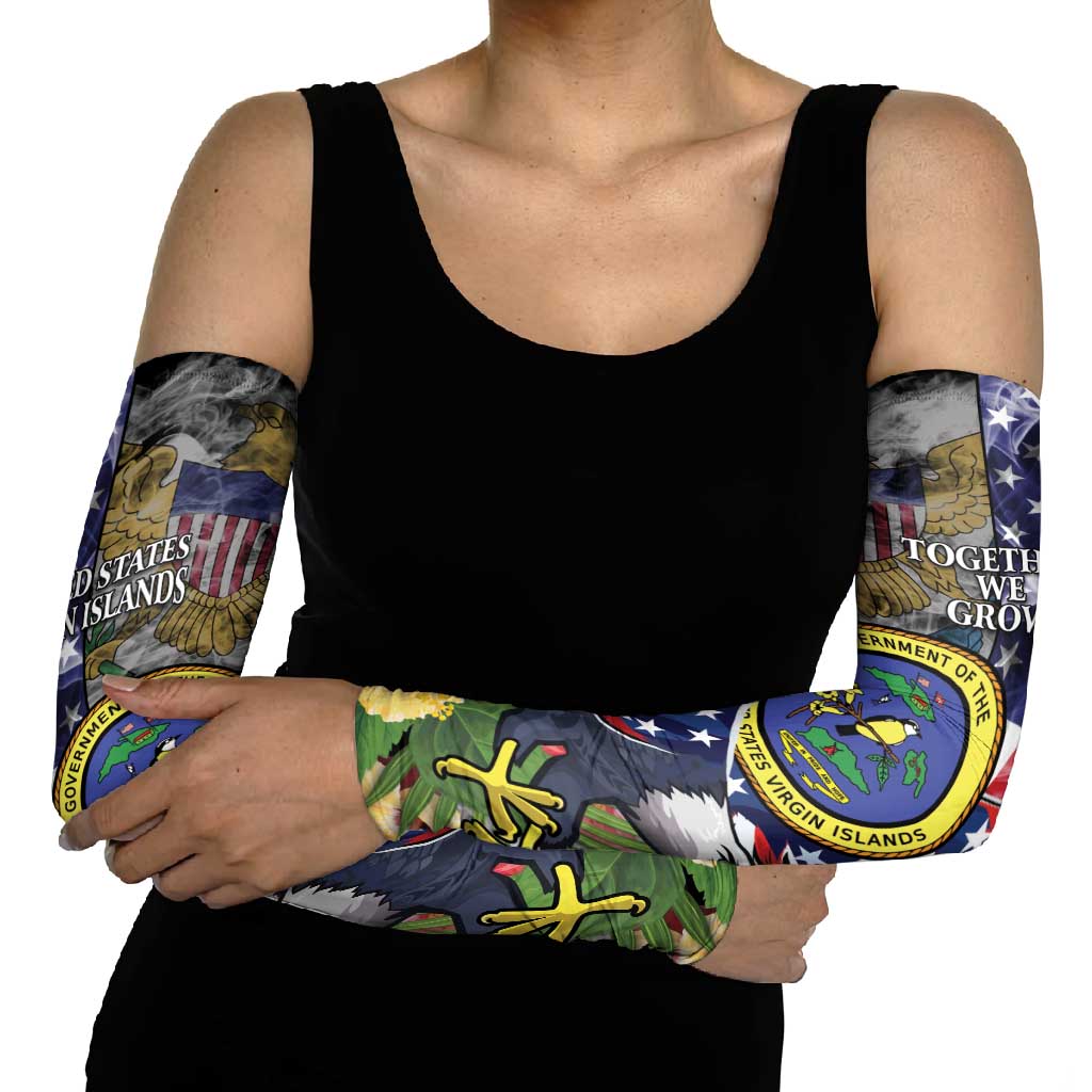 US Virgin Islands USA Half Flag Arm Sleeves Together We Grow Smoke Effect - Wonder Print Shop