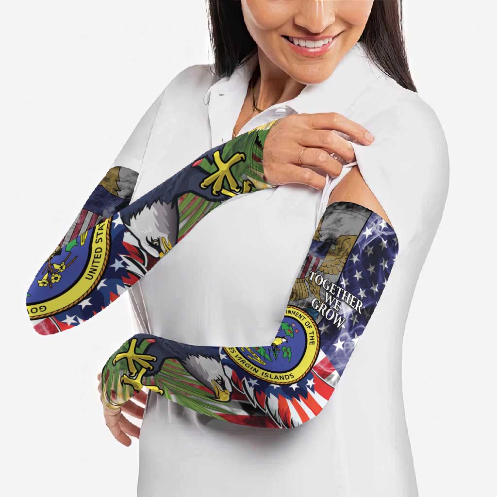 US Virgin Islands USA Half Flag Arm Sleeves Together We Grow Smoke Effect - Wonder Print Shop