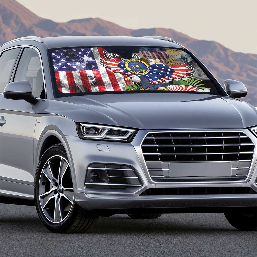 US Virgin Islands USA Half Flag Auto Sun Shade Together We Grow Smoke Effect - Wonder Print Shop