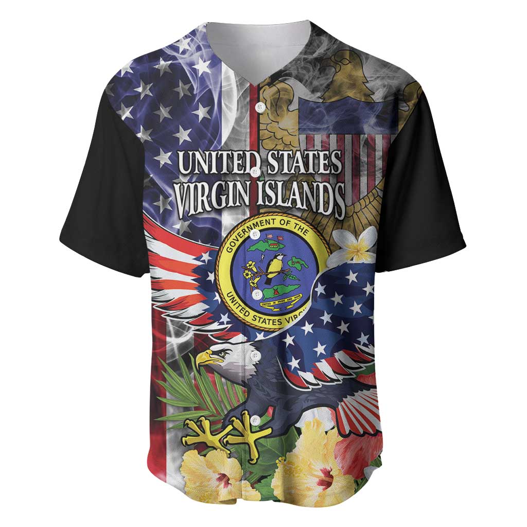 US Virgin Islands USA Half Flag Baseball Jersey Together We Grow Smoke Effect - Wonder Print Shop