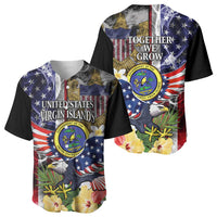 US Virgin Islands USA Half Flag Baseball Jersey Together We Grow Smoke Effect - Wonder Print Shop