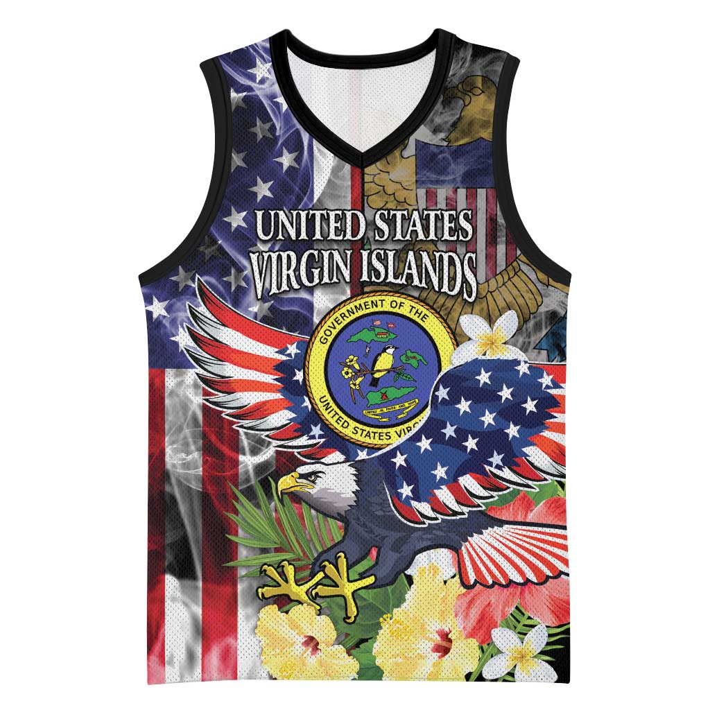 US Virgin Islands USA Half Flag Basketball Jersey Together We Grow Smoke Effect - Wonder Print Shop