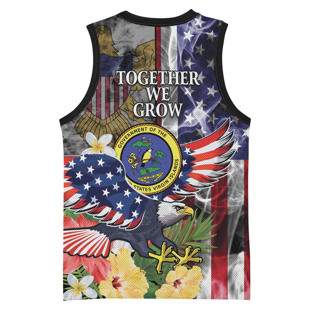 US Virgin Islands USA Half Flag Basketball Jersey Together We Grow Smoke Effect - Wonder Print Shop