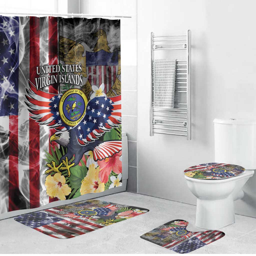 US Virgin Islands USA Half Flag Bathroom Set Together We Grow Smoke Effect - Wonder Print Shop