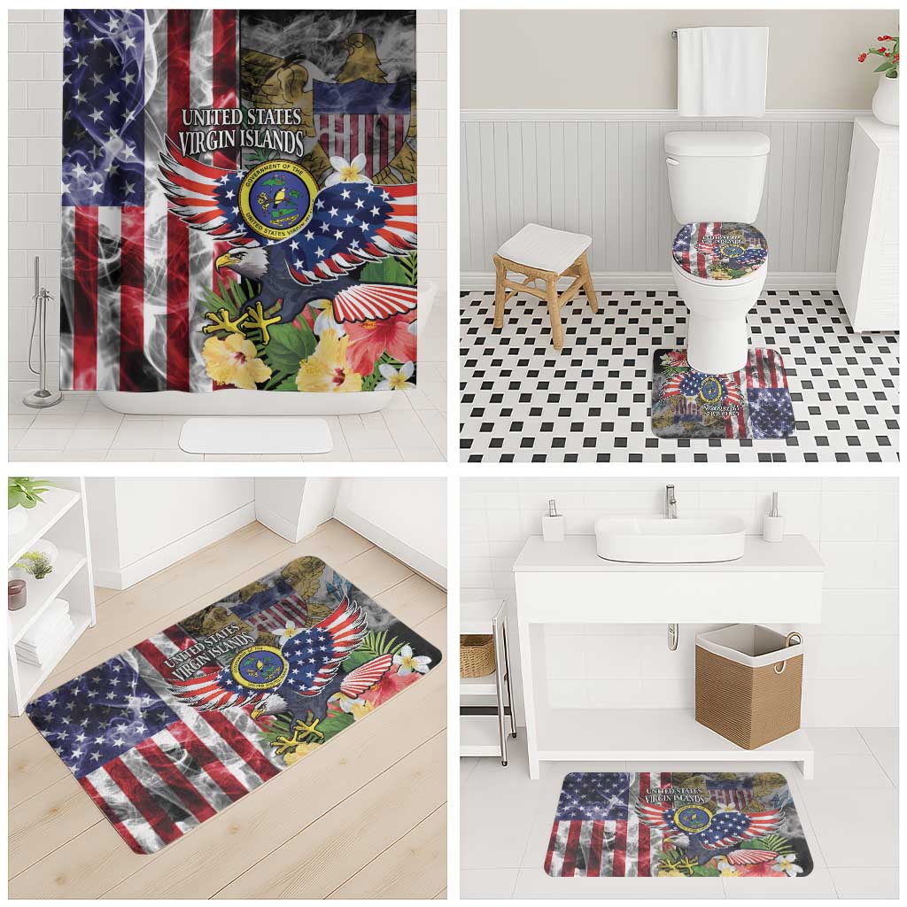 US Virgin Islands USA Half Flag Bathroom Set Together We Grow Smoke Effect - Wonder Print Shop