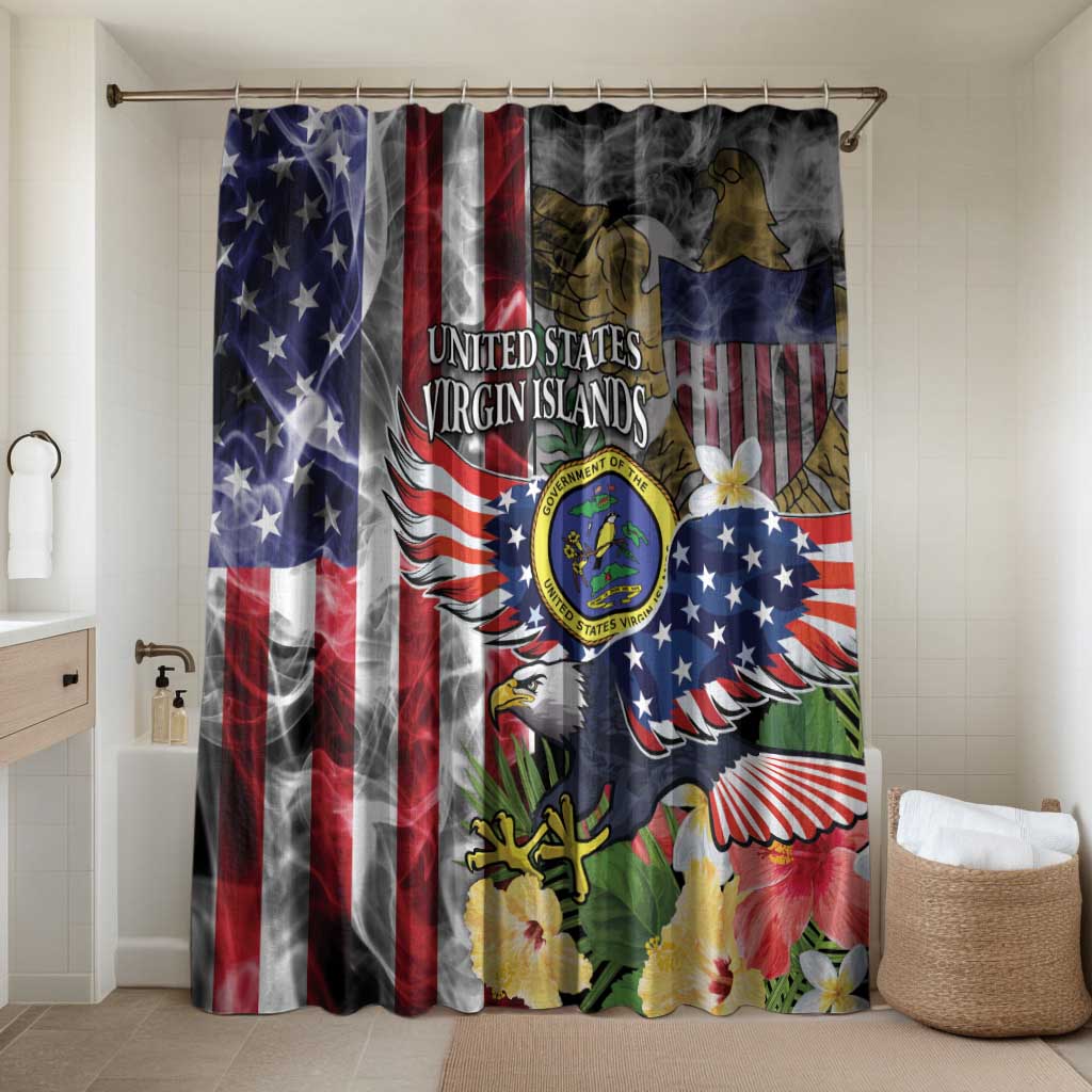 US Virgin Islands USA Half Flag Bathroom Set Together We Grow Smoke Effect - Wonder Print Shop