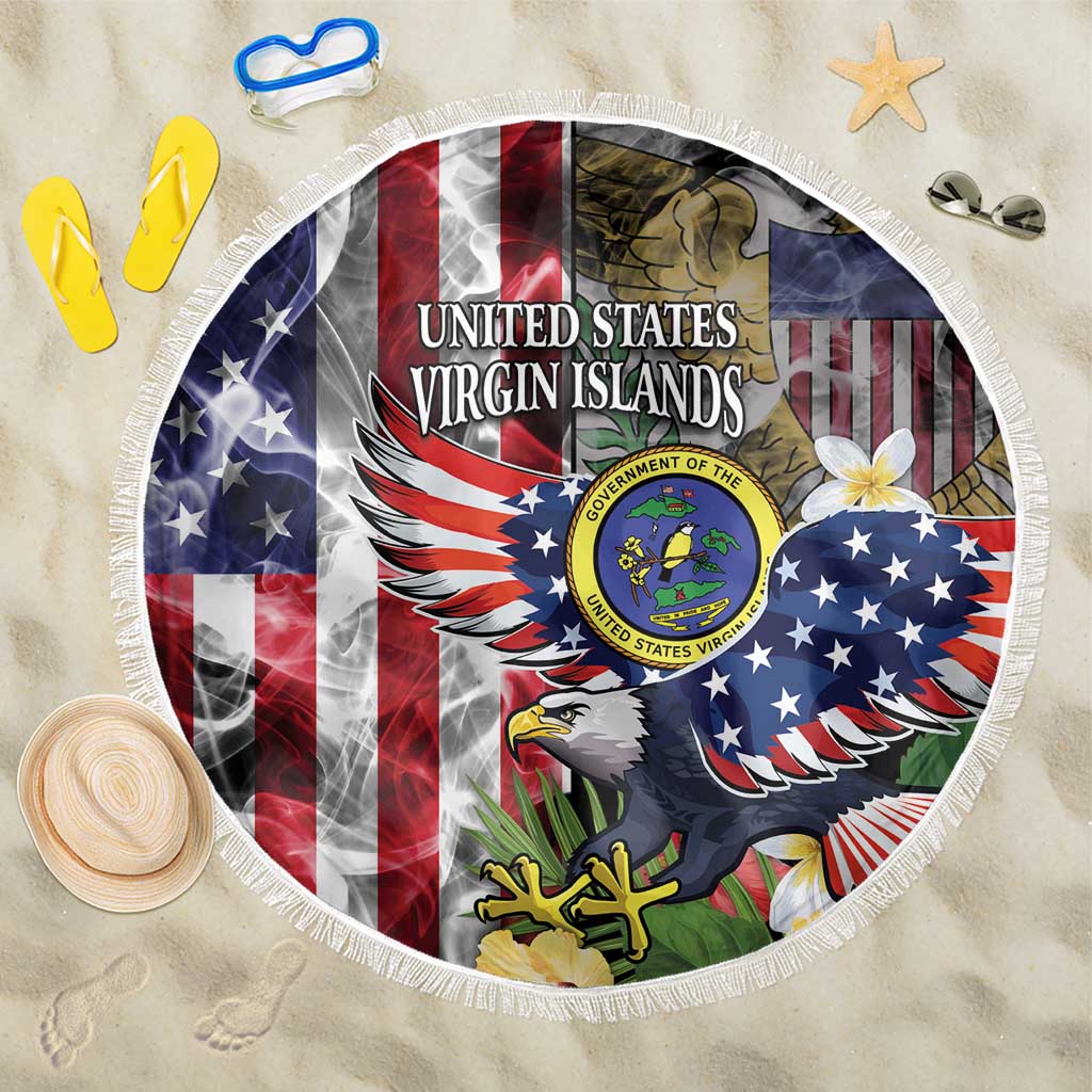 US Virgin Islands USA Half Flag Beach Blanket Together We Grow Smoke Effect - Wonder Print Shop