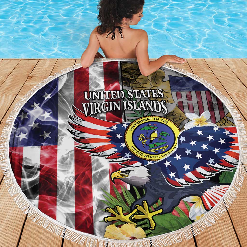 US Virgin Islands USA Half Flag Beach Blanket Together We Grow Smoke Effect - Wonder Print Shop