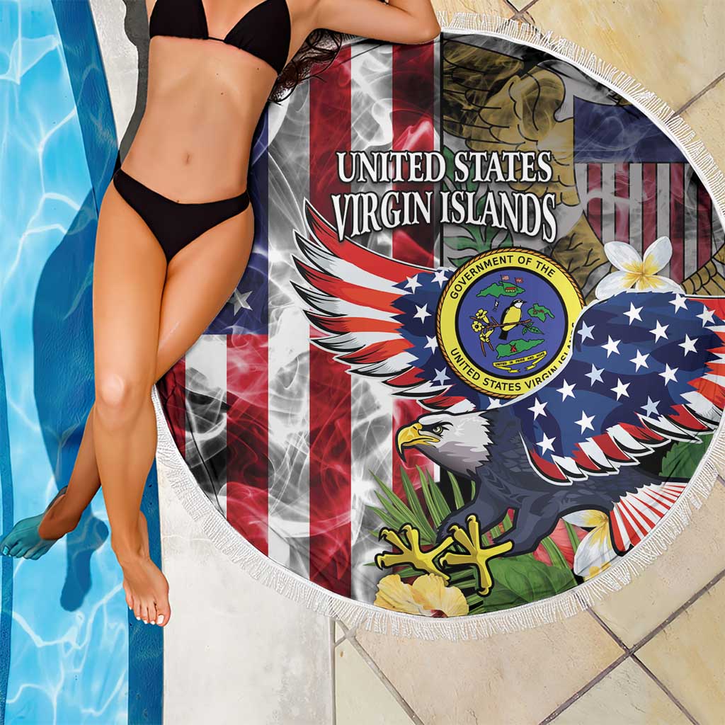 US Virgin Islands USA Half Flag Beach Blanket Together We Grow Smoke Effect - Wonder Print Shop