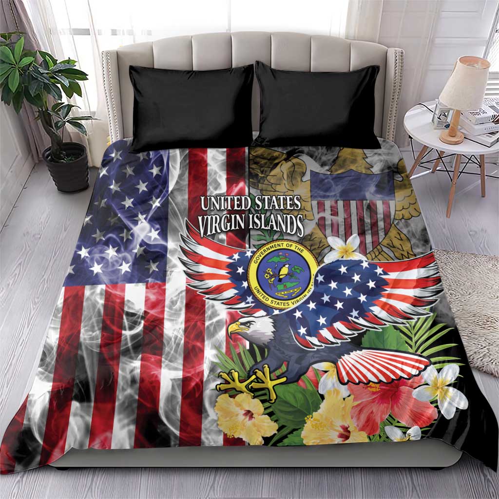 US Virgin Islands USA Half Flag Bedding Set Together We Grow Smoke Effect - Wonder Print Shop