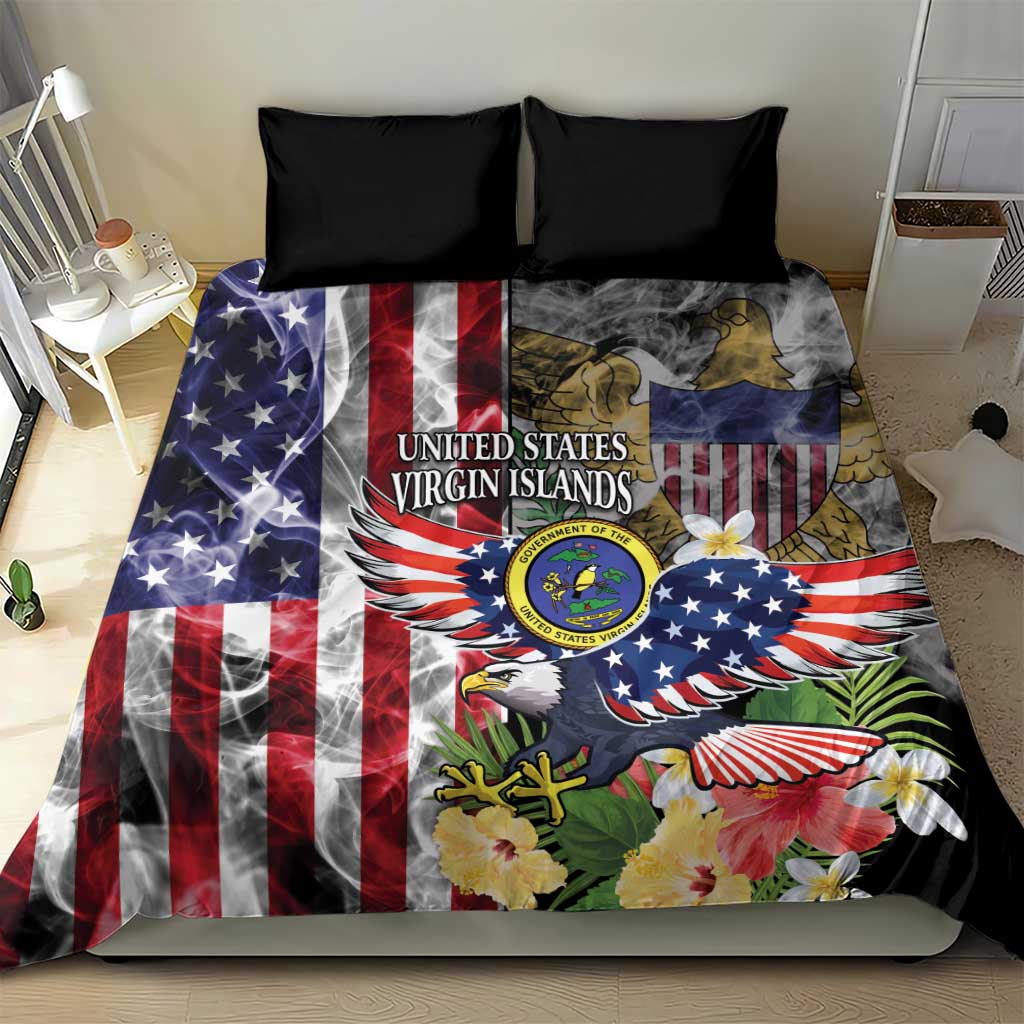 US Virgin Islands USA Half Flag Bedding Set Together We Grow Smoke Effect - Wonder Print Shop