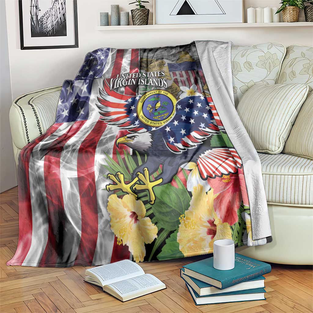 US Virgin Islands USA Half Flag Blanket Together We Grow Smoke Effect - Wonder Print Shop