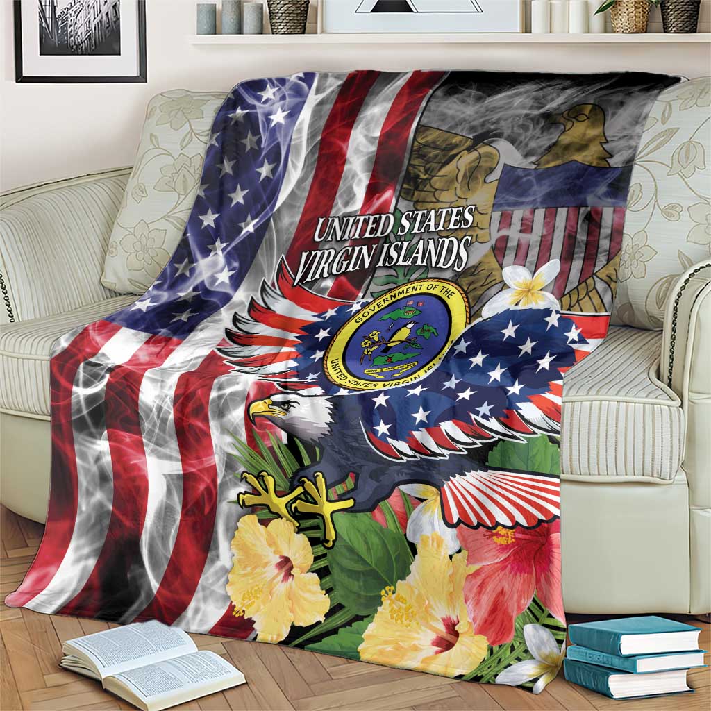 US Virgin Islands USA Half Flag Blanket Together We Grow Smoke Effect - Wonder Print Shop