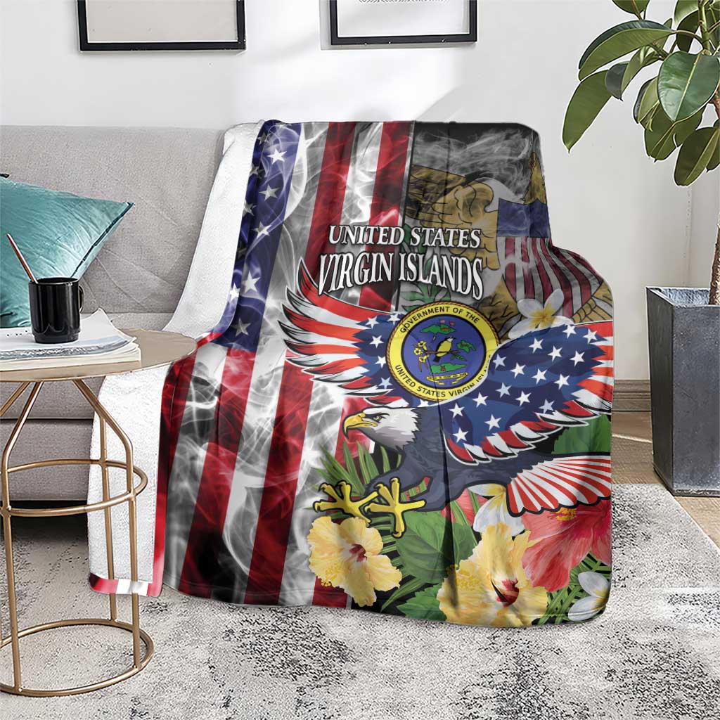 US Virgin Islands USA Half Flag Blanket Together We Grow Smoke Effect - Wonder Print Shop