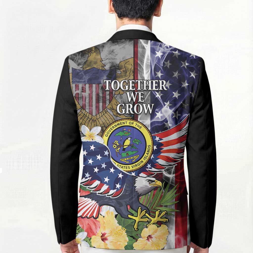 US Virgin Islands USA Half Flag Blazer Together We Grow Smoke Effect - Wonder Print Shop