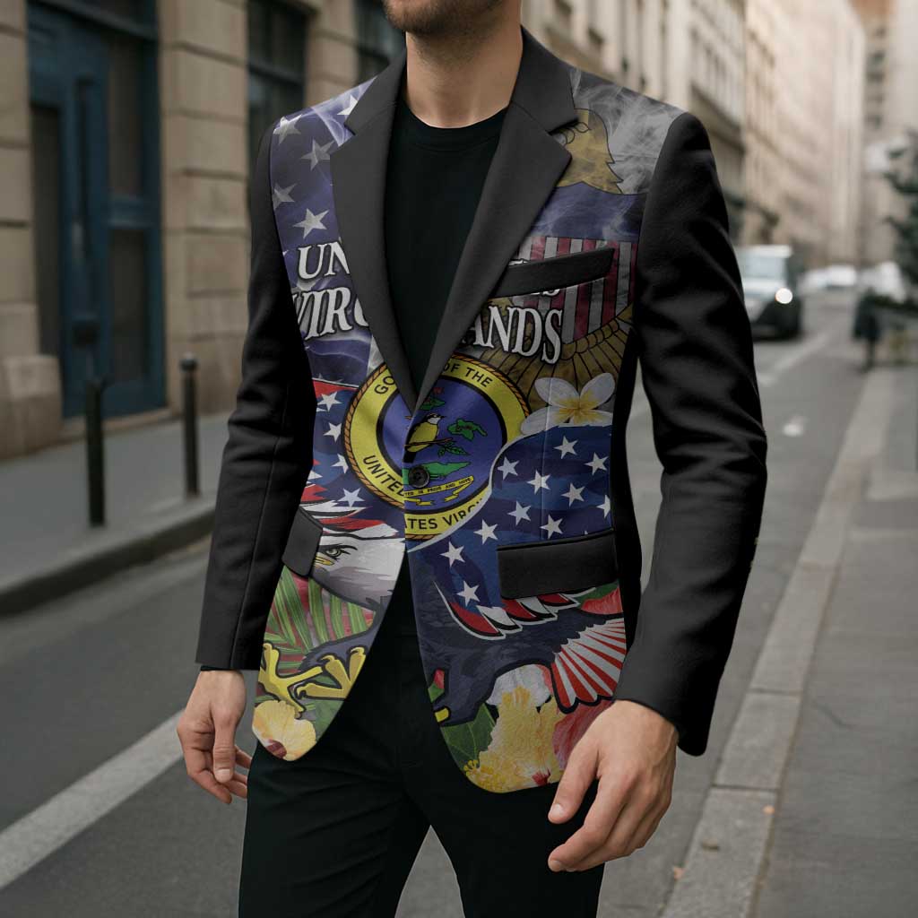 US Virgin Islands USA Half Flag Blazer Together We Grow Smoke Effect - Wonder Print Shop