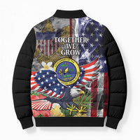 US Virgin Islands USA Half Flag Bomber Puffer Jacket Together We Grow Smoke Effect - Wonder Print Shop