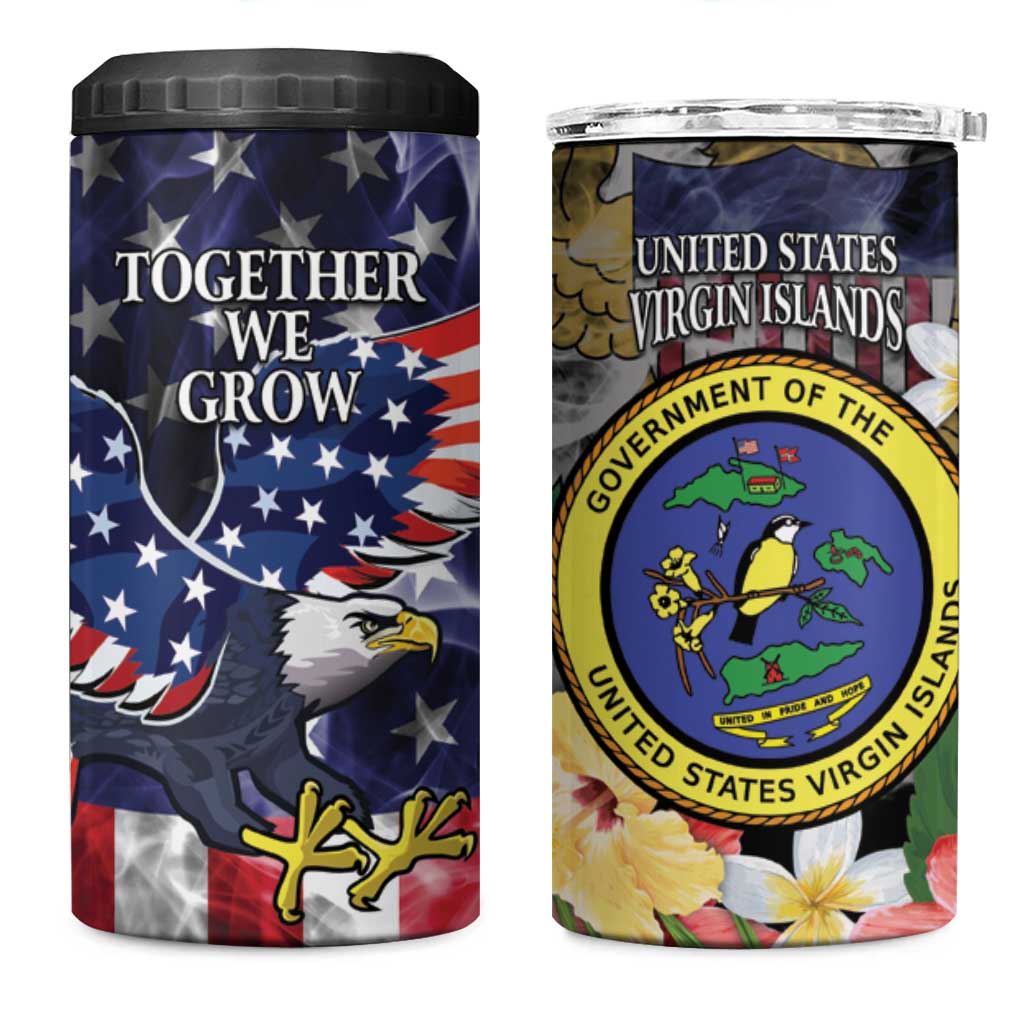 US Virgin Islands USA Half Flag 4 in 1 Can Cooler Tumbler Together We Grow Smoke Effect - Wonder Print Shop