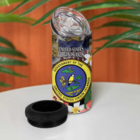 US Virgin Islands USA Half Flag 4 in 1 Can Cooler Tumbler Together We Grow Smoke Effect - Wonder Print Shop