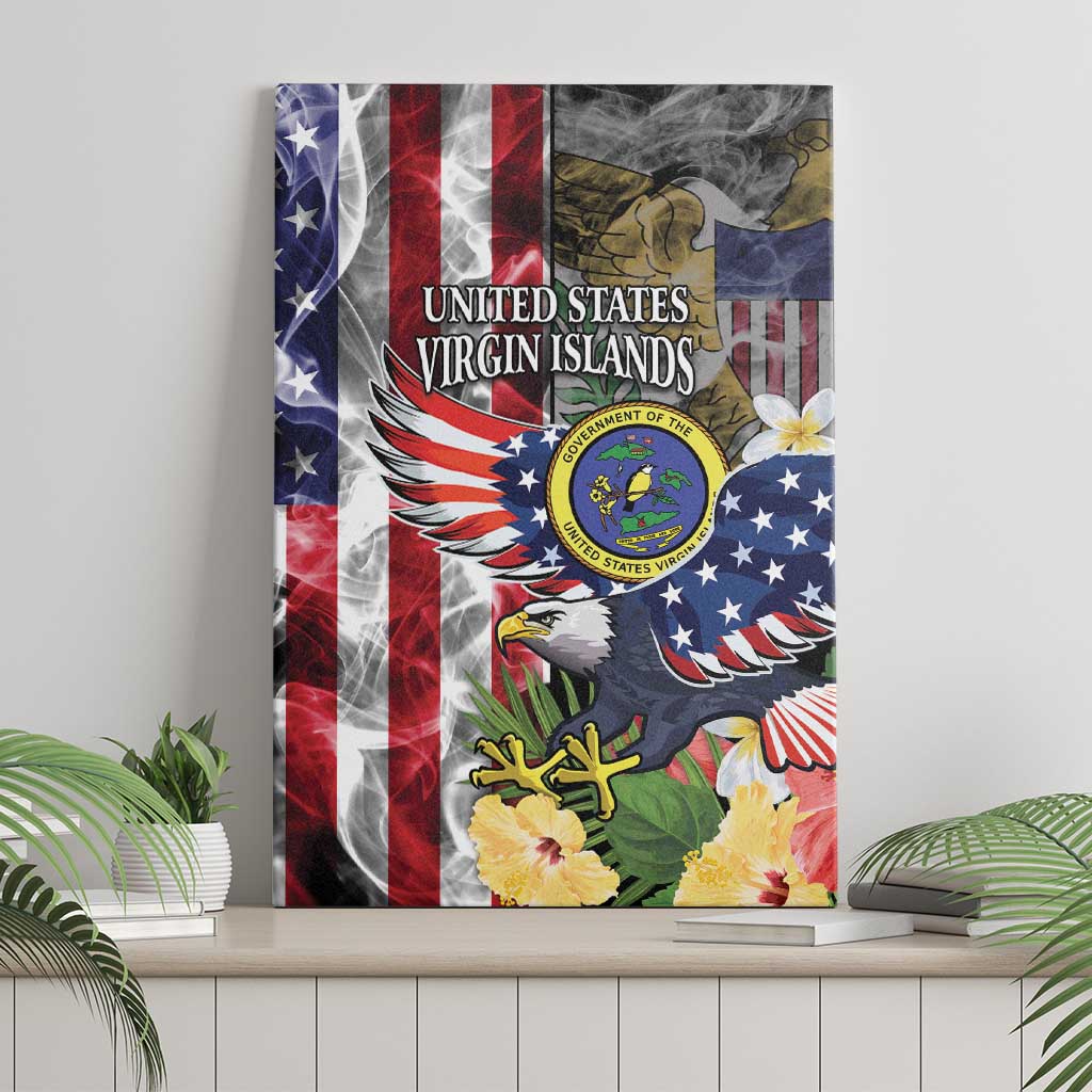 US Virgin Islands USA Half Flag Canvas Wall Art Together We Grow Smoke Effect - Wonder Print Shop