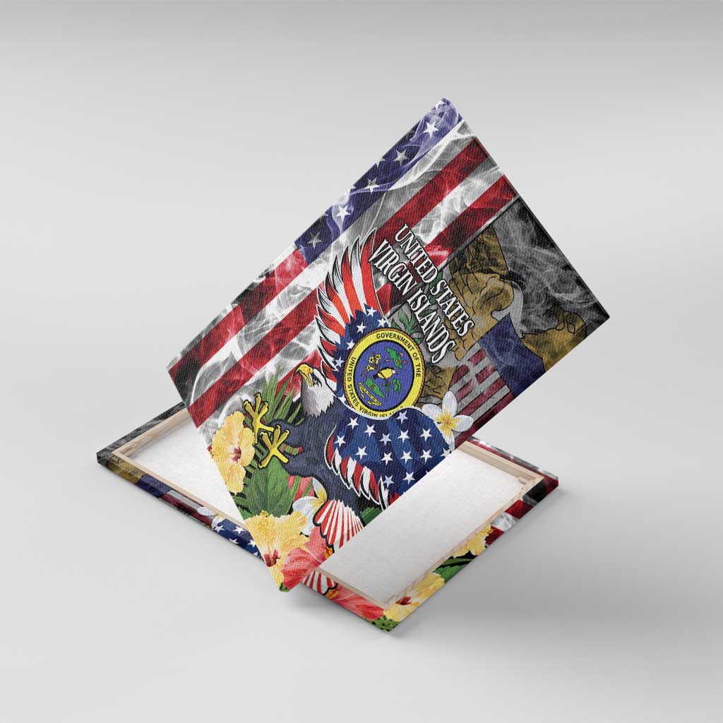 US Virgin Islands USA Half Flag Canvas Wall Art Together We Grow Smoke Effect - Wonder Print Shop
