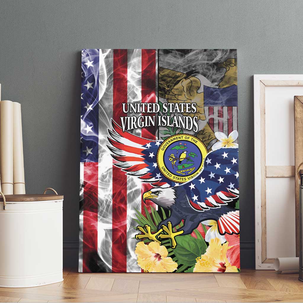US Virgin Islands USA Half Flag Canvas Wall Art Together We Grow Smoke Effect - Wonder Print Shop