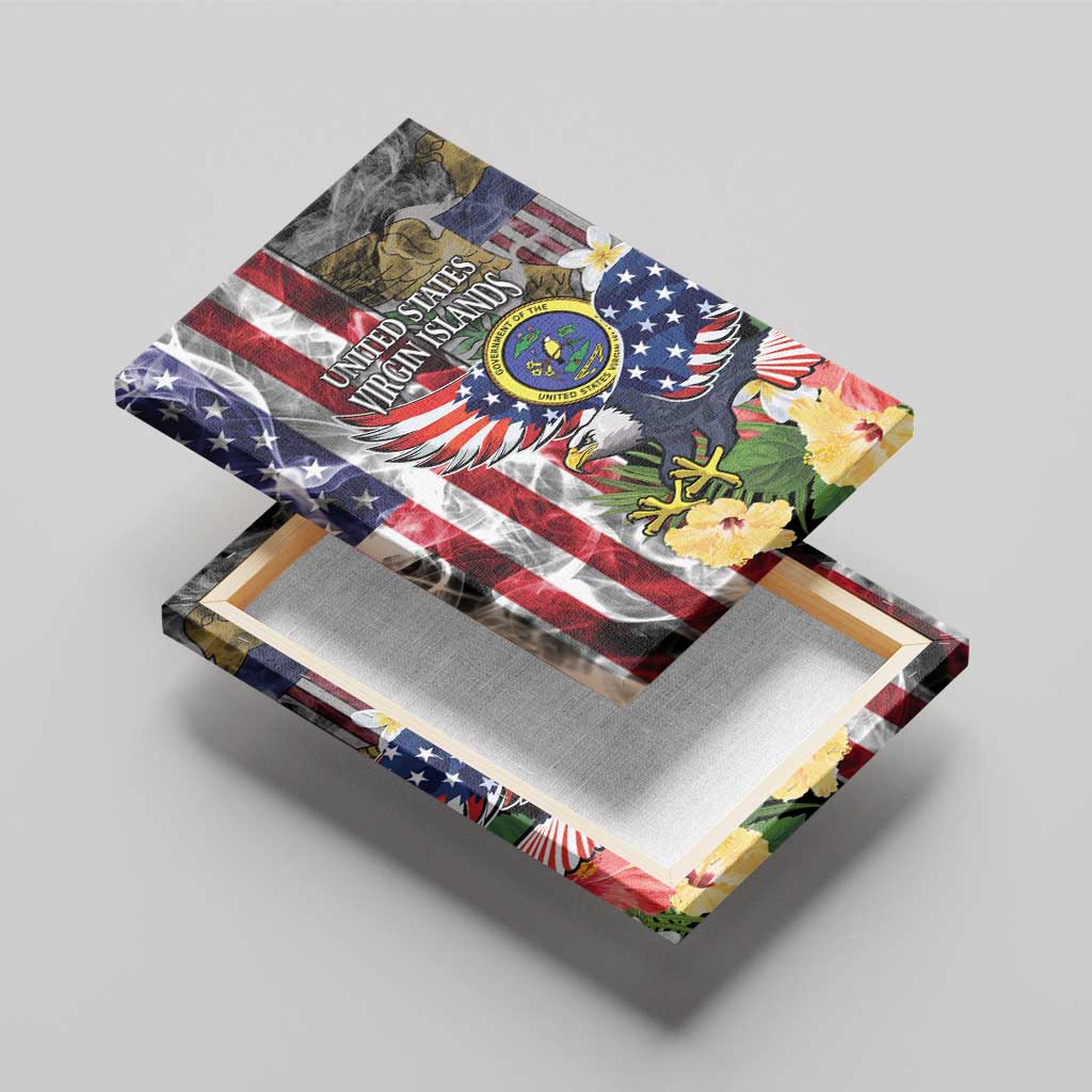 US Virgin Islands USA Half Flag Canvas Wall Art Together We Grow Smoke Effect - Wonder Print Shop